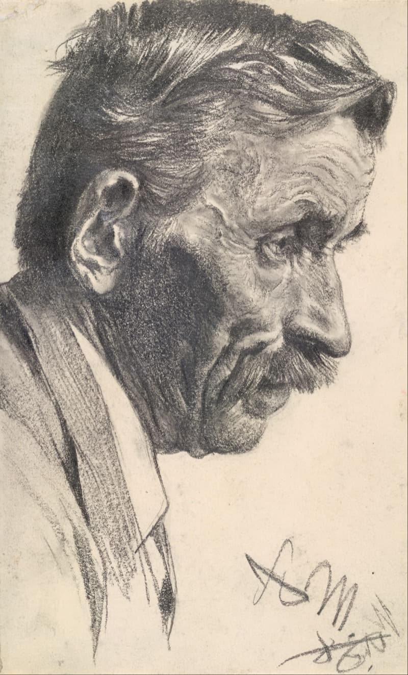 Head of a Man in Profile (Study) by Adolph Menzel