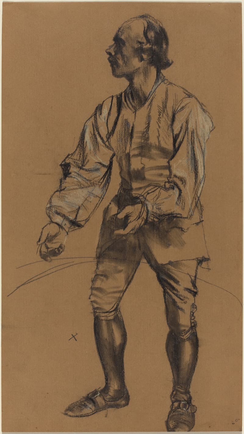 Standing Male Figure in Working Attire (Study) by Adolph Menzel