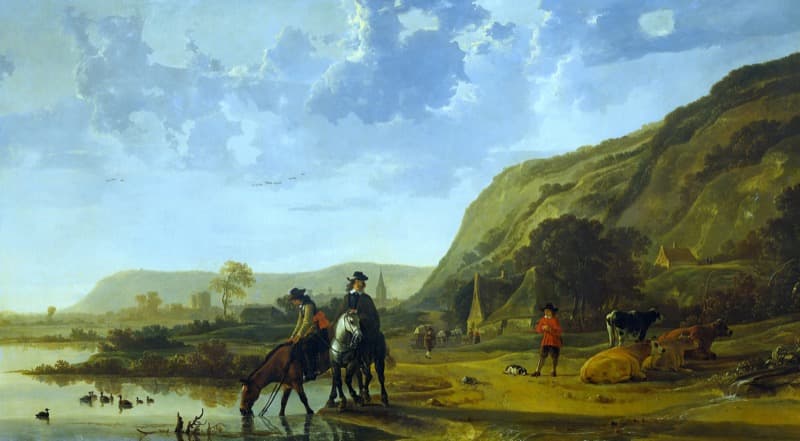 River Landscape with Horsemen Fording a River by Aelbert Cuyp